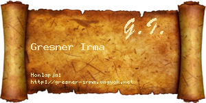 Gresner Irma névjegykártya
